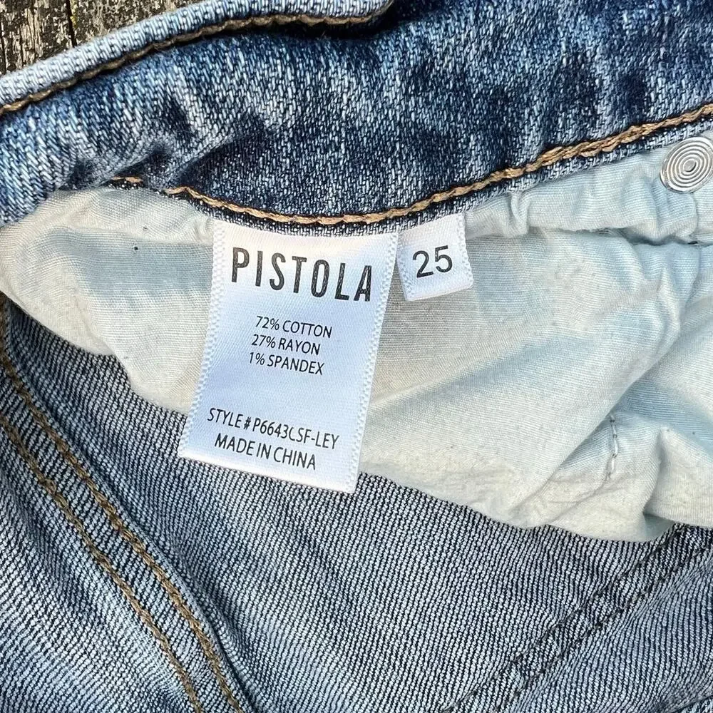 Pistola Skinny Jeans Women 25 Blue Distressed High Rise Raw Hem P6643CSF-LEY